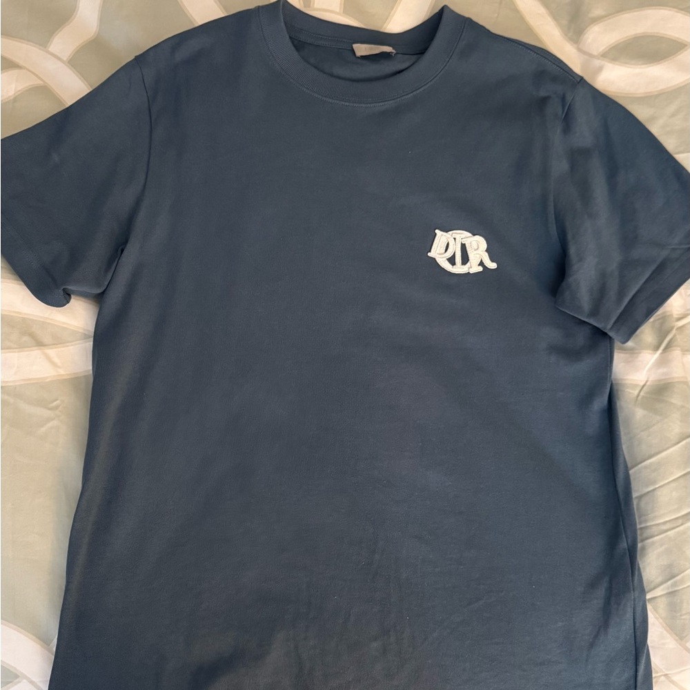 Dior Blue Short Sleeve Tee with Graphic